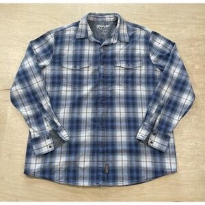 Wrangler Retro Premium Blue Plaid Long Sleeve Button-Up Collared Shirt Men's‎ XL